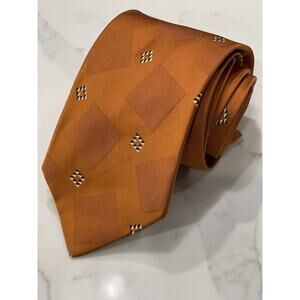 Vintage Alfred Dunhill London Necktie Tie Silk Italy Orange 61 x 3.75 XL Long